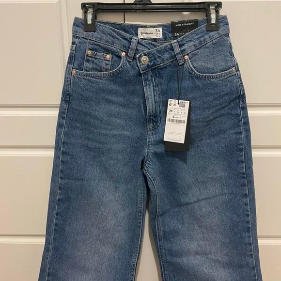 NWT Stradivarius Stepped Waist Wide Leg Jeans - Picture 2 of 2